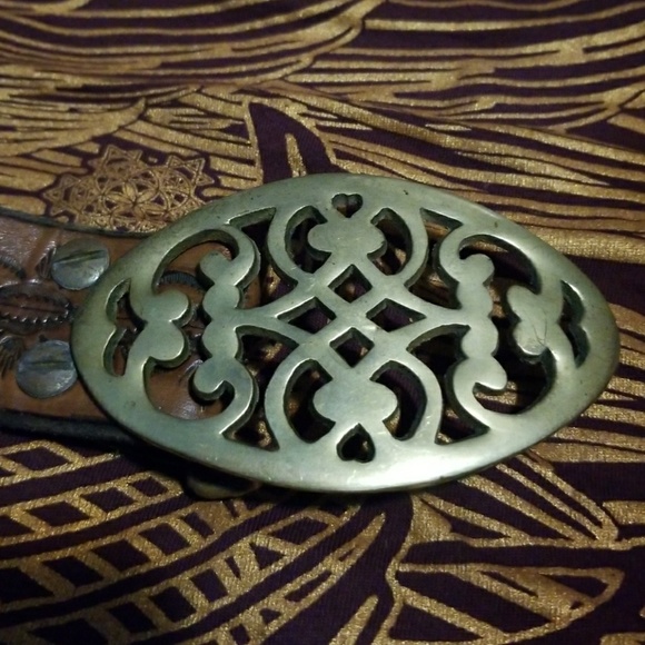 Leather Belt with Solod Brass Buckle - Picture 5 of 6